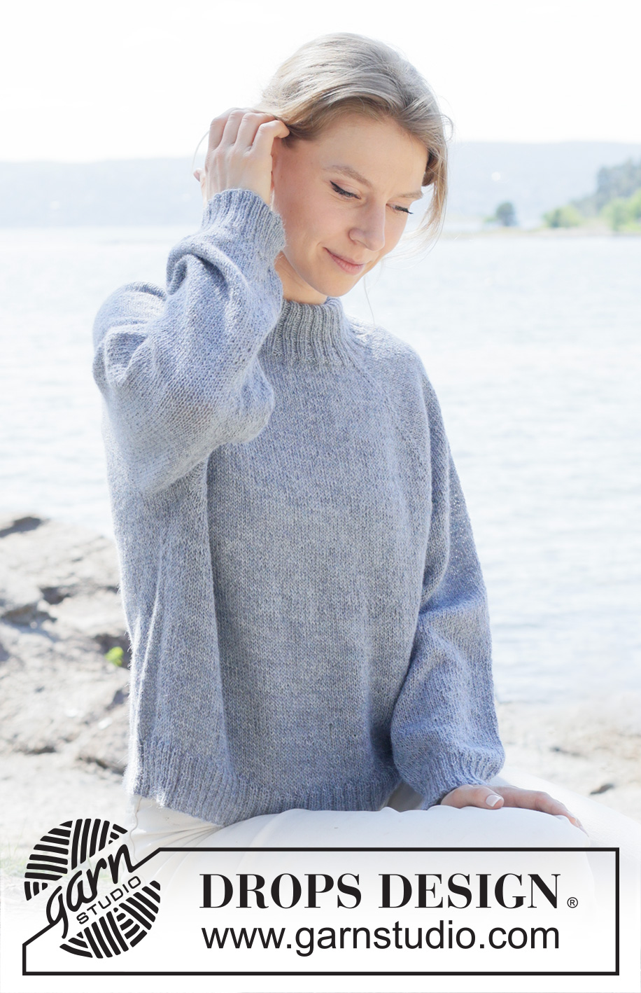 Quiet Bay / DROPS 254-33 - Gebreide trui in DROPS Alpaca of DROPS Nord. Het werk wordt van boven naar beneden gebreid met raglan en dubbele halsrand. Maat: S - XXXL