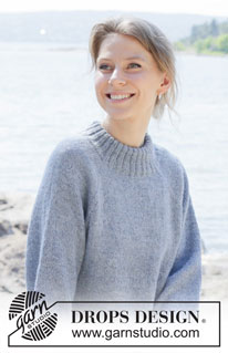 Quiet Bay / DROPS 254-33 - Gebreide trui in DROPS Alpaca of DROPS Nord. Het werk wordt van boven naar beneden gebreid met raglan en dubbele halsrand. Maat: S - XXXL