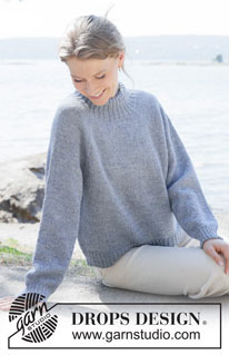 Quiet Bay / DROPS 254-33 - Gebreide trui in DROPS Alpaca of DROPS Nord. Het werk wordt van boven naar beneden gebreid met raglan en dubbele halsrand. Maat: S - XXXL