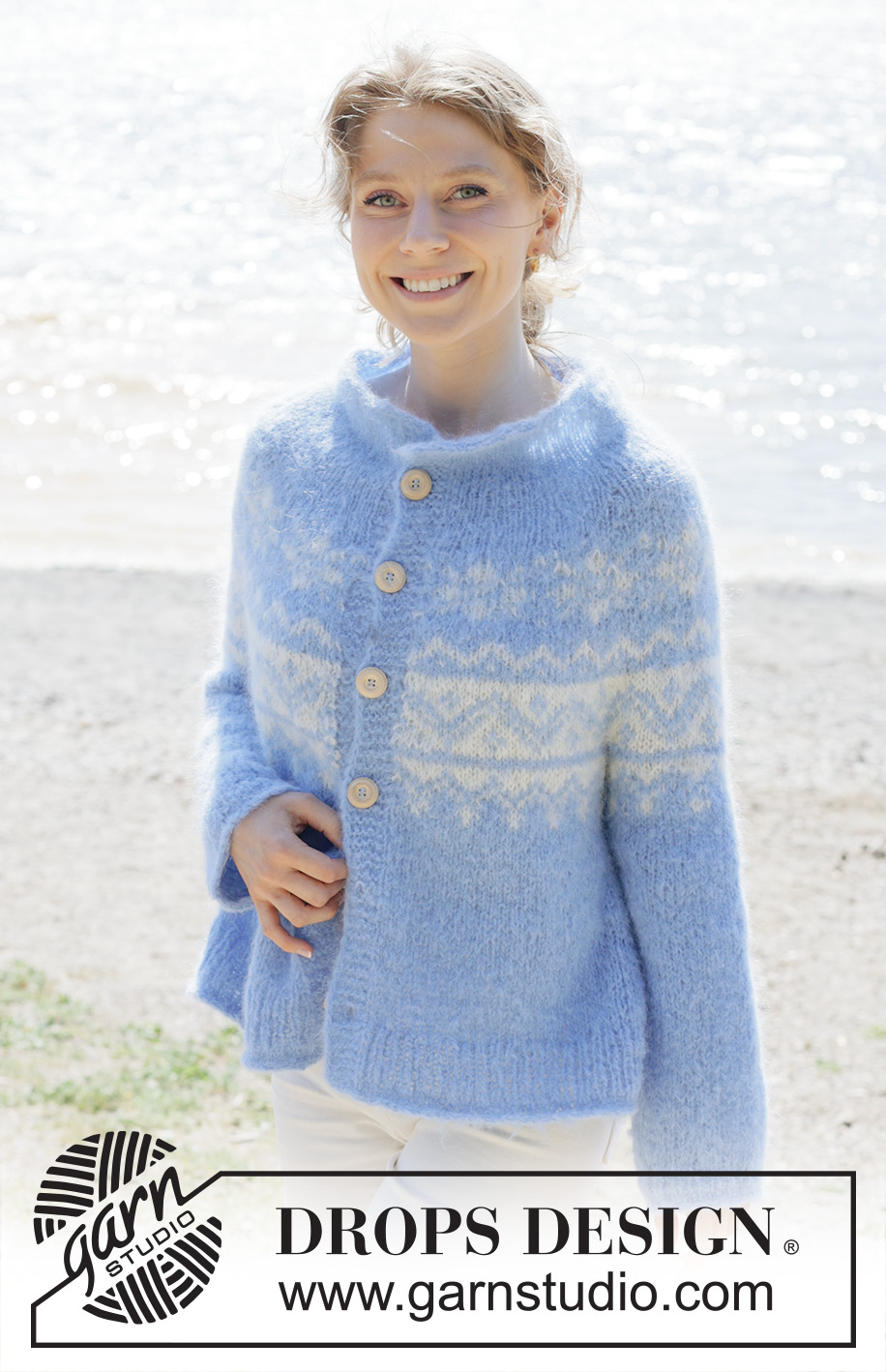 One Fine Day Jacket / DROPS 254-36 - Strikket cardigan i DROPS Melody. Arbejdet strikkes oppefra og ned med rundt bærestykke, nordisk mønster, rullekant og i-cord. Størrelse S - XXXL.