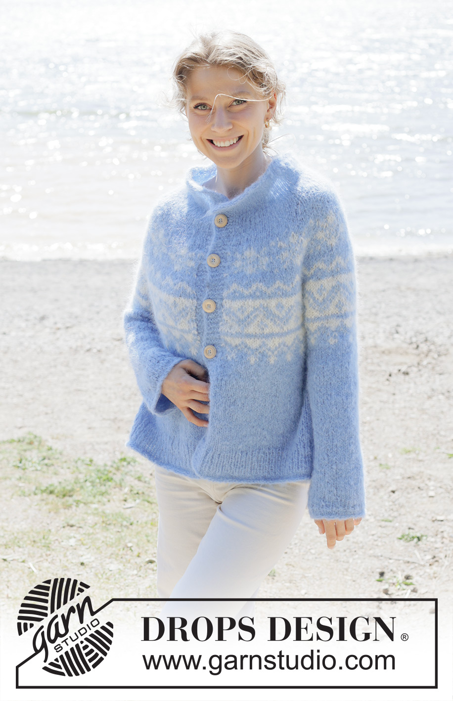 One Fine Day Jacket / DROPS 254-36 - Strikket cardigan i DROPS Melody. Arbejdet strikkes oppefra og ned med rundt bærestykke, nordisk mønster, rullekant og i-cord. Størrelse S - XXXL.