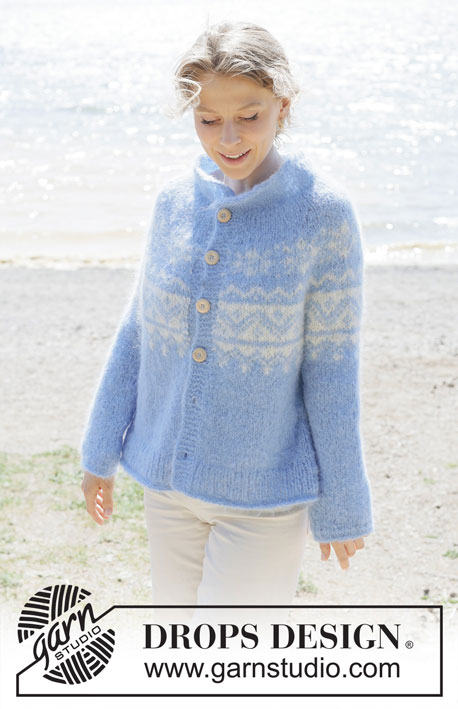 One Fine Day Jacket / DROPS 254-36 - Strikket cardigan i DROPS Melody. Arbejdet strikkes oppefra og ned med rundt bærestykke, nordisk mønster, rullekant og i-cord. Størrelse S - XXXL.