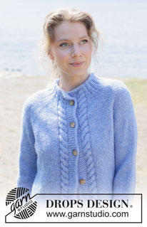 Skyfall Road Cardigan / DROPS 254-9 - Gebreid vest in DROPS Brushed Alpaca Silk en DROPS Alpaca. Het werk wordt van boven naar beneden gebreid met raglan, kabels, rollende halslijn en PUNNIKRAND. Maten S - XXXL.
