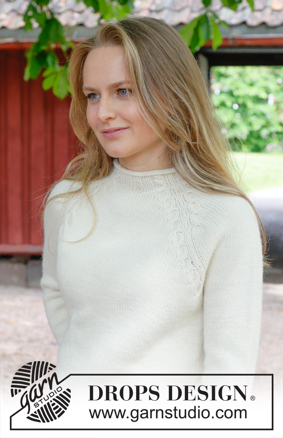 Snow Drift / DROPS 255-19 - Knitted jumper in DROPS Nepal or DROPS Big Merino. Piece is knitted top down with raglan and cables. Size: S - XXXL