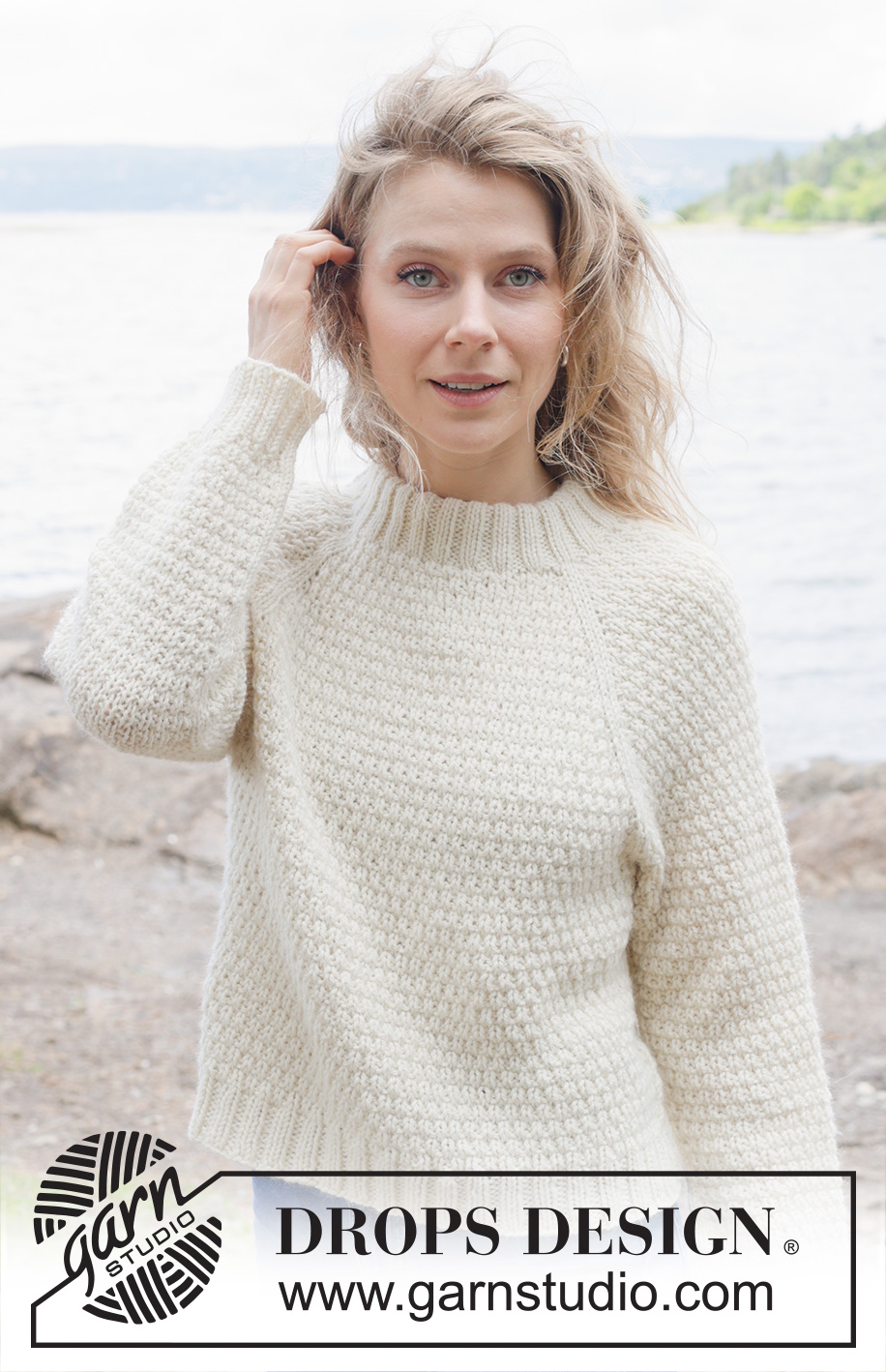 Precious Time / DROPS 255-20 - Knitted jumper in DROPS Nepal or DROPS Big Merino. Piece is knitted top down with raglan, relief pattern and double neck edge. Size: S - XXXL