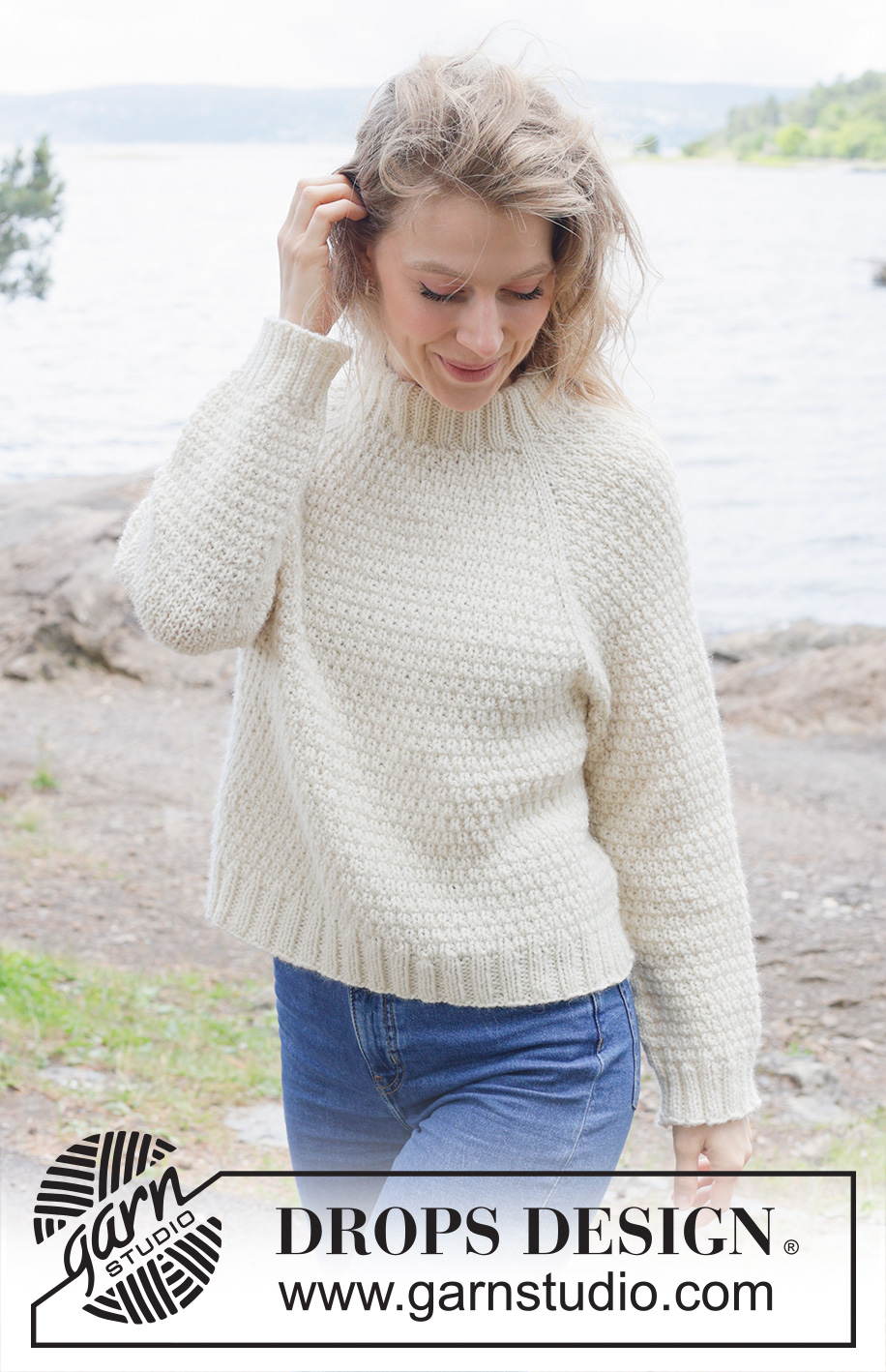 Precious Time / DROPS 255-20 - Knitted jumper in DROPS Nepal or DROPS Big Merino. Piece is knitted top down with raglan, relief pattern and double neck edge. Size: S - XXXL