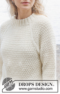 Precious Time / DROPS 255-20 - Knitted jumper in DROPS Nepal or DROPS Big Merino. Piece is knitted top down with raglan, relief pattern and double neck edge. Size: S - XXXL