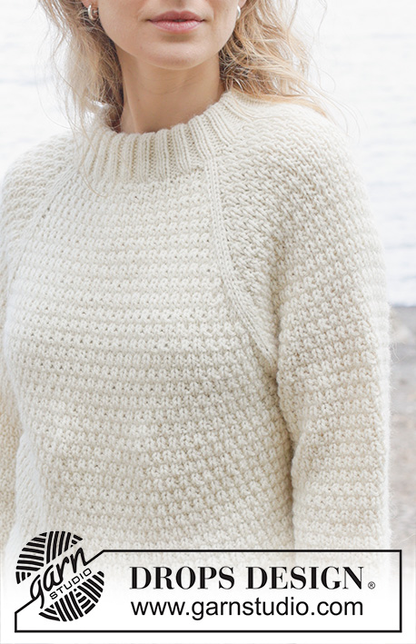 Precious Time / DROPS 255-20 - Knitted jumper in DROPS Nepal or DROPS Big Merino. Piece is knitted top down with raglan, relief pattern and double neck edge. Size: S - XXXL