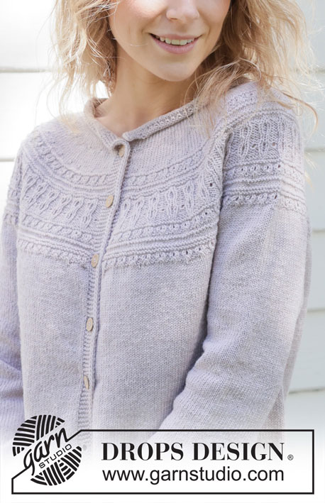 Infinite Sweetness Cardigan / DROPS 255-23 - Knitted jacket in DROPS BabyMerino. Piece is knitted top down with round yoke, relief pattern, cables, rolling edge and i-cord. Size: S - XXXL
