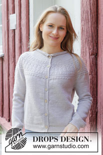 Infinite Sweetness Cardigan / DROPS 255-23 - Knitted jacket in DROPS BabyMerino. Piece is knitted top down with round yoke, relief pattern, cables, rolling edge and i-cord. Size: S - XXXL