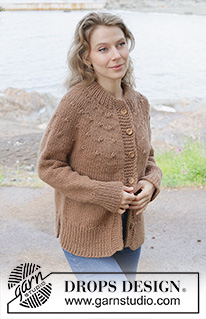 Chestnut Season Cardigan / DROPS 255-29 - Ylhäältä alas neulottu jakku DROPS Andes- tai DROPS Snow-langasta. Työssä on sileää neuletta, kaarroke, kaksinkertainen pääntien reunus, i-cord-reunus ja sivuhalkiot. Koot S-XXXL.