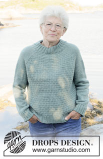 Iced Mint / DROPS 255-36 - Stickad tröja i DROPS Merino Extra Fine. Arbetet stickas uppifrån och ner med raglan och strukturmönster. Storlek S - XXXL.