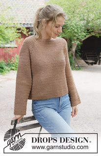 Caramel Apple / DROPS 255-37 - Crocheted jumper in DROPS Daisy. The piece is worked top down with raglan. Sizes S - XXXL.