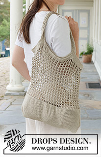 Boho Breeze Bag / DROPS 256-12 - Horgolt táska / háló DROPS Bomull Lin fonalból Körben készítjük, az aljától felfelé.