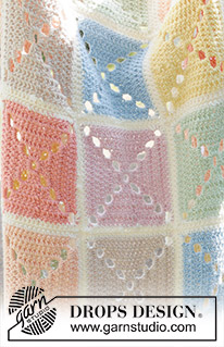 Block Party Blanket / DROPS 256-2 - Crocheted blanket with squares in DROPS Snow.
