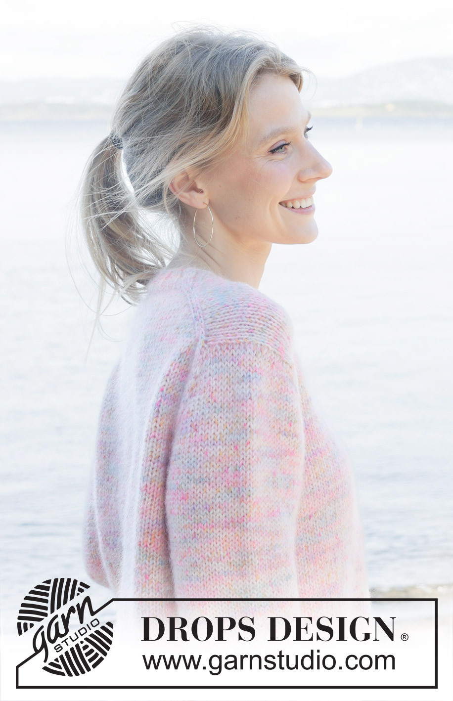 Blushing Rainbow / DROPS 257-15 - Knitted jumper in 1 strand DROPS Fiesta and 2 strands DROPS Kid-Silk. The piece is worked top down with European yoke. Sizes S - XXXL.