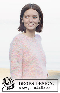 Blushing Rainbow / DROPS 257-15 - Knitted jumper in 1 strand DROPS Fiesta and 2 strands DROPS Kid-Silk. The piece is worked top down with European yoke. Sizes S - XXXL.