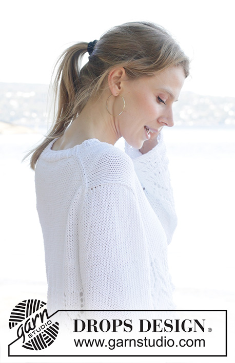 Bright Day Cardigan / DROPS 257-16 - Stickad kofta i DROPS Paris. Arbetet stickas uppifrån och ner med europeiskt ok och hålmönster.  Storlek S - XXXL.