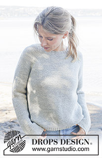 Misty Lake / DROPS 257-24 - Strikket bluse i DROPS Nord eller DROPS Alpaca. Arbejdet strikkes oppefra og ned med raglan og retstrik. Størrelse S - XXXL.