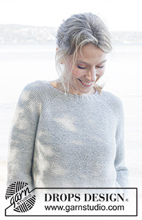 Misty Lake / DROPS 257-24 - Strikket bluse i DROPS Nord eller DROPS Alpaca. Arbejdet strikkes oppefra og ned med raglan og retstrik. Størrelse S - XXXL.