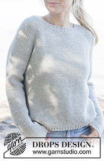 Misty Lake / DROPS 257-24 - Strikket bluse i DROPS Nord eller DROPS Alpaca. Arbejdet strikkes oppefra og ned med raglan og retstrik. Størrelse S - XXXL.