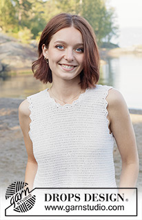 Scallop Bliss Top / DROPS 257-31 - Crocheted top in DROPS Safran. The piece is worked top down with treble crochet and fan-patterned edges. Sizes S - XXXL.