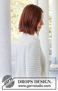 Water Rings / DROPS 258-2 - Knitted sweater in DROPS Melody. Piece is knitted top down in stockinette stitch with European yoke, stripes and rolling edge.  Size: S - XXXL.
