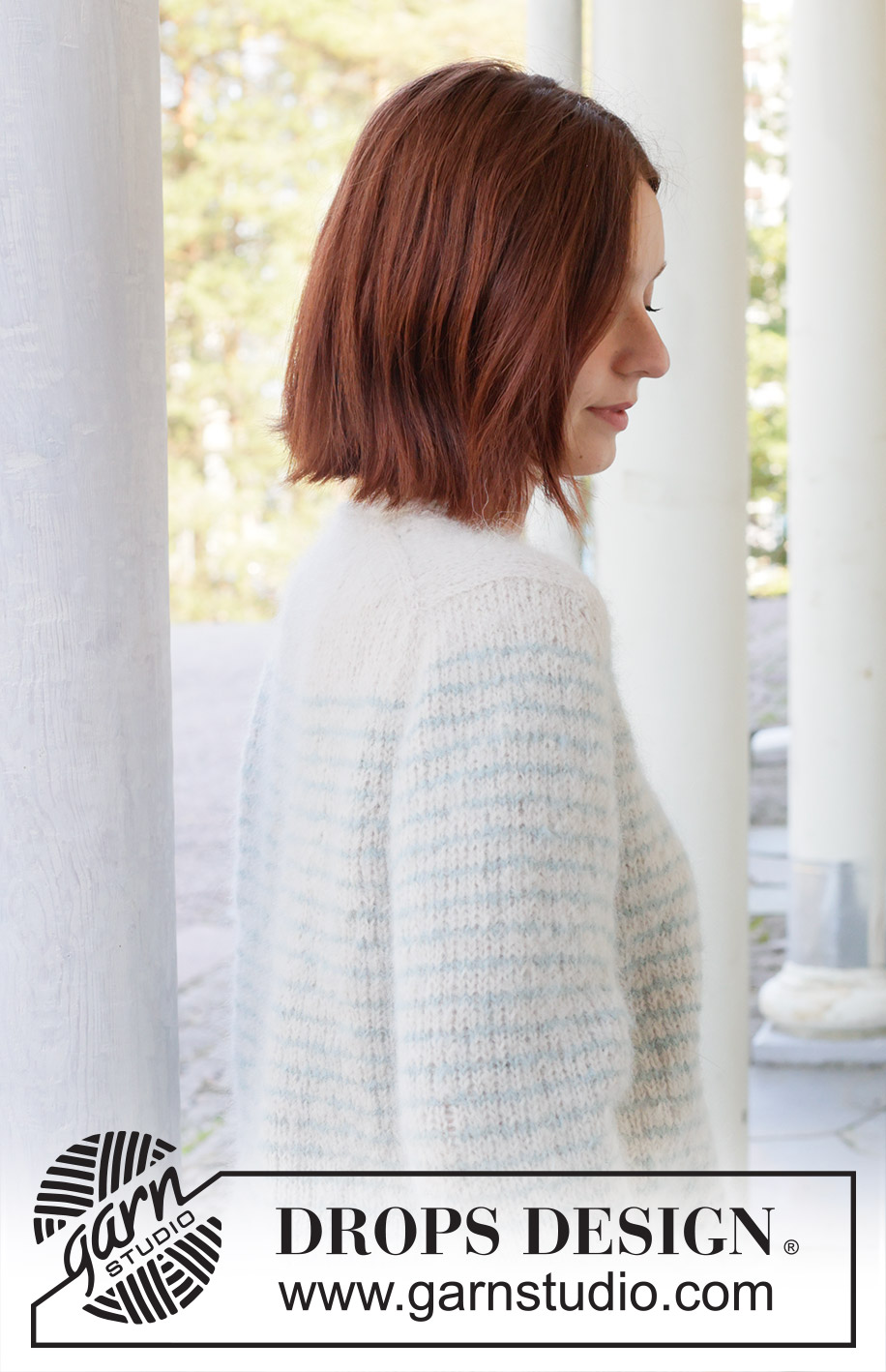Water Rings / DROPS 258-2 - Knitted sweater in DROPS Melody. Piece is knitted top down in stockinette stitch with European yoke, stripes and rolling edge.  Size: S - XXXL.