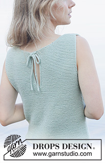 Mint Serenity Top / DROPS 258-27 - Strikket top i DROPS Cotton Merino. Arbejdet strikkes oppefra og ned i retstrik, i-cord og forkortede pinde. Størrelse S - XXXL.