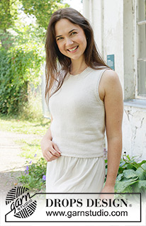 White Jasmine Top / DROPS 258-29 - Knitted halter-neck top in DROPS Safran. The piece is worked top down in stocking stitch. Sizes S - XXXL.