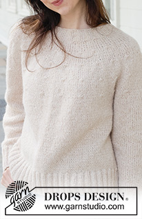 Whispering Sands / DROPS 258-32 - Knitted jumper in DROPS Air. The piece is worked top down in stocking stitch, with round yoke. Sizes S - XXXL.