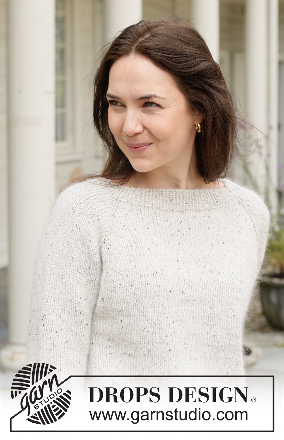 White Hill / DROPS 258-34 - Knitted jumper in DROPS Soft Tweed and DROPS Kid-Silk. Piece is knitted top down with raglan. Size XS – XXXL.