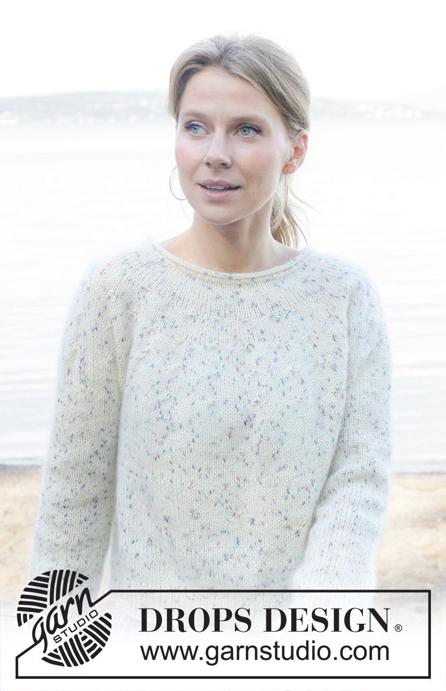 Wildflower Sprinkles / DROPS 258-38 - Gebreide trui in DROPS Fabel en DROPS Kid-Silk. Het werk wordt van boven naar beneden gebreid in tricotsteek met ronde pas en rolrand. Maat: S - XXXL.