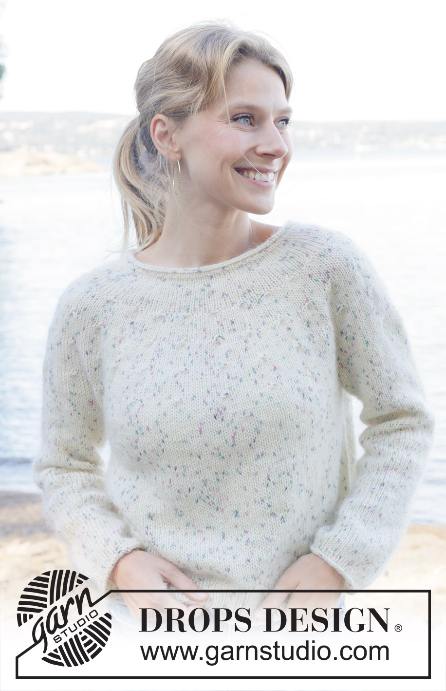 Wildflower Sprinkles / DROPS 258-38 - Gebreide trui in DROPS Fabel en DROPS Kid-Silk. Het werk wordt van boven naar beneden gebreid in tricotsteek met ronde pas en rolrand. Maat: S - XXXL.