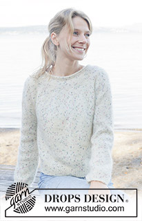 Wildflower Sprinkles / DROPS 258-38 - Gebreide trui in DROPS Fabel en DROPS Kid-Silk. Het werk wordt van boven naar beneden gebreid in tricotsteek met ronde pas en rolrand. Maat: S - XXXL.
