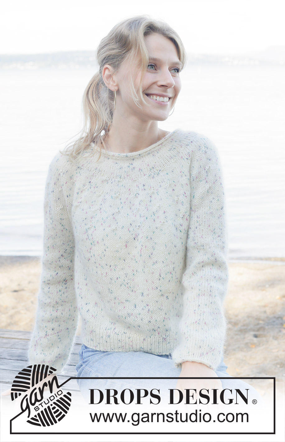 Wildflower Sprinkles / DROPS 258-38 - Gebreide trui in DROPS Fabel en DROPS Kid-Silk. Het werk wordt van boven naar beneden gebreid in tricotsteek met ronde pas en rolrand. Maat: S - XXXL.
