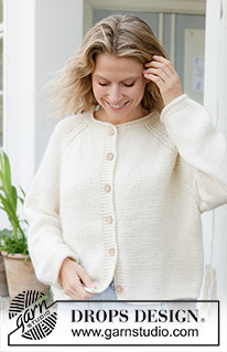 Frosted Whisper Cardigan / DROPS 258-4 - Chaqueta de punto en DROPS Daisy y DROPS Kid-Silk o DROPS Lima y DROPS Kid-Silk. La pieza está tejida de arriba hacia abajo con raglán y torsadas. Tallas: S – XXXL.