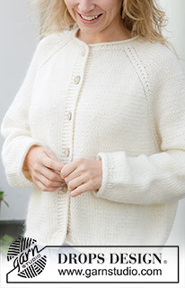 Frosted Whisper Cardigan / DROPS 258-4 - Chaqueta de punto en DROPS Daisy y DROPS Kid-Silk o DROPS Lima y DROPS Kid-Silk. La pieza está tejida de arriba hacia abajo con raglán y torsadas. Tallas: S – XXXL.