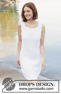 White Harbor / DROPS 258-8 - Crocheted dress in DROPS Paris. The piece is worked top down with double crochet. Sizes S - XXXL.