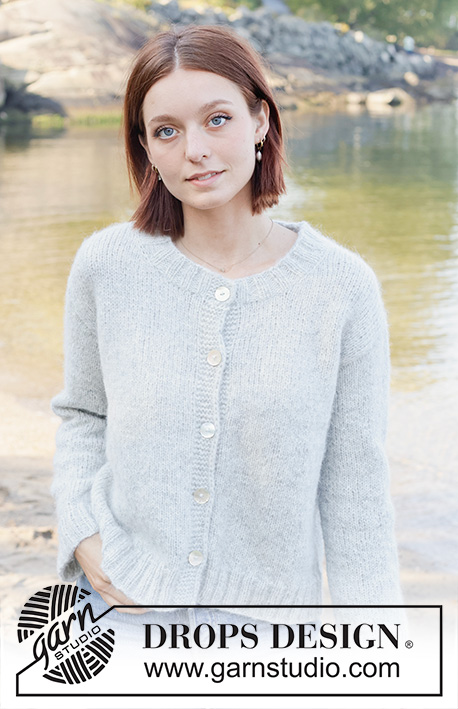 Sky Whisper Cardigan / DROPS 259-19 - Knitted jacket in DROPS Air. The piece is worked top down in stocking stitch, with European/diagonal shoulders. Sizes S - XXXL.