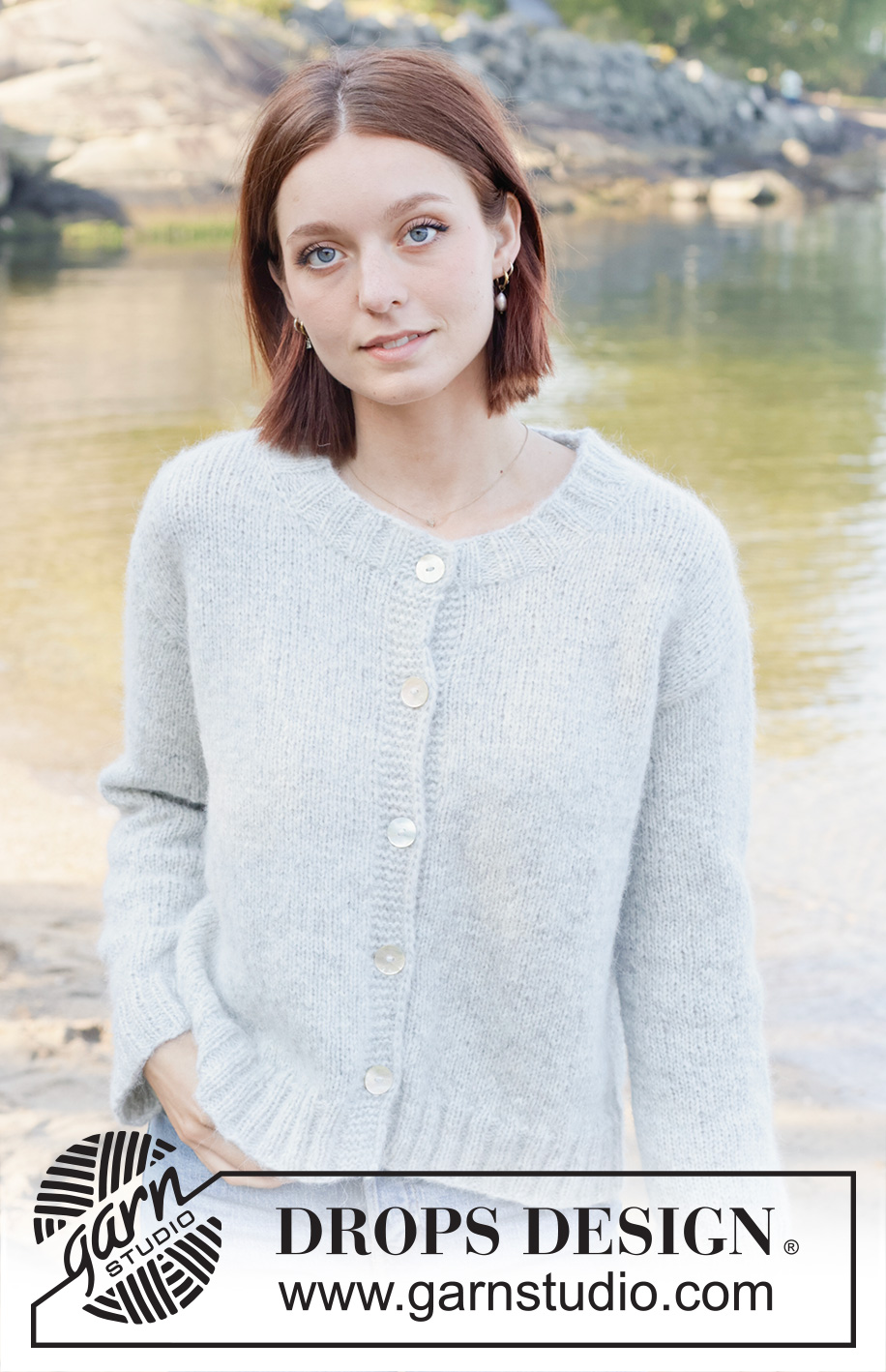 Sky Whisper Cardigan / DROPS 259-19 - Knitted jacket in DROPS Air. The piece is worked top down in stocking stitch, with European/diagonal shoulders. Sizes S - XXXL.