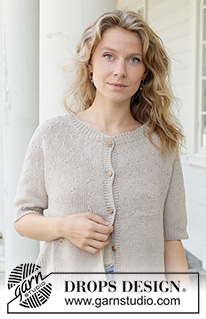 Moon Dust Cardigan / DROPS 259-21 - Prjónuð peysa með stuttum ermum úr DROPS Belle eða DROPS Sky. Stykkið er prjónað ofan frá og niður í sléttprjóni með hringlaga berustykki og i-cord. Stærð S - XXXL.