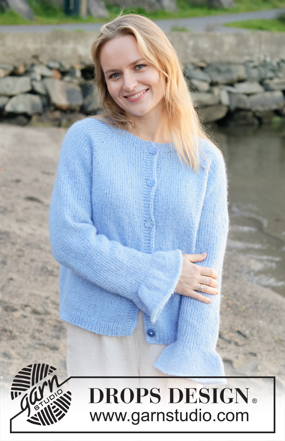 Freshwater Bay Cardigan / DROPS 259-30 - Knitted jacket in DROPS Air. The piece is worked top down with raglan and flounces. Sizes XS - XXL.