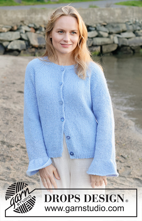 Freshwater Bay Cardigan / DROPS 259-30 - Knitted jacket in DROPS Air. The piece is worked top down with raglan and flounces. Sizes XS - XXL.