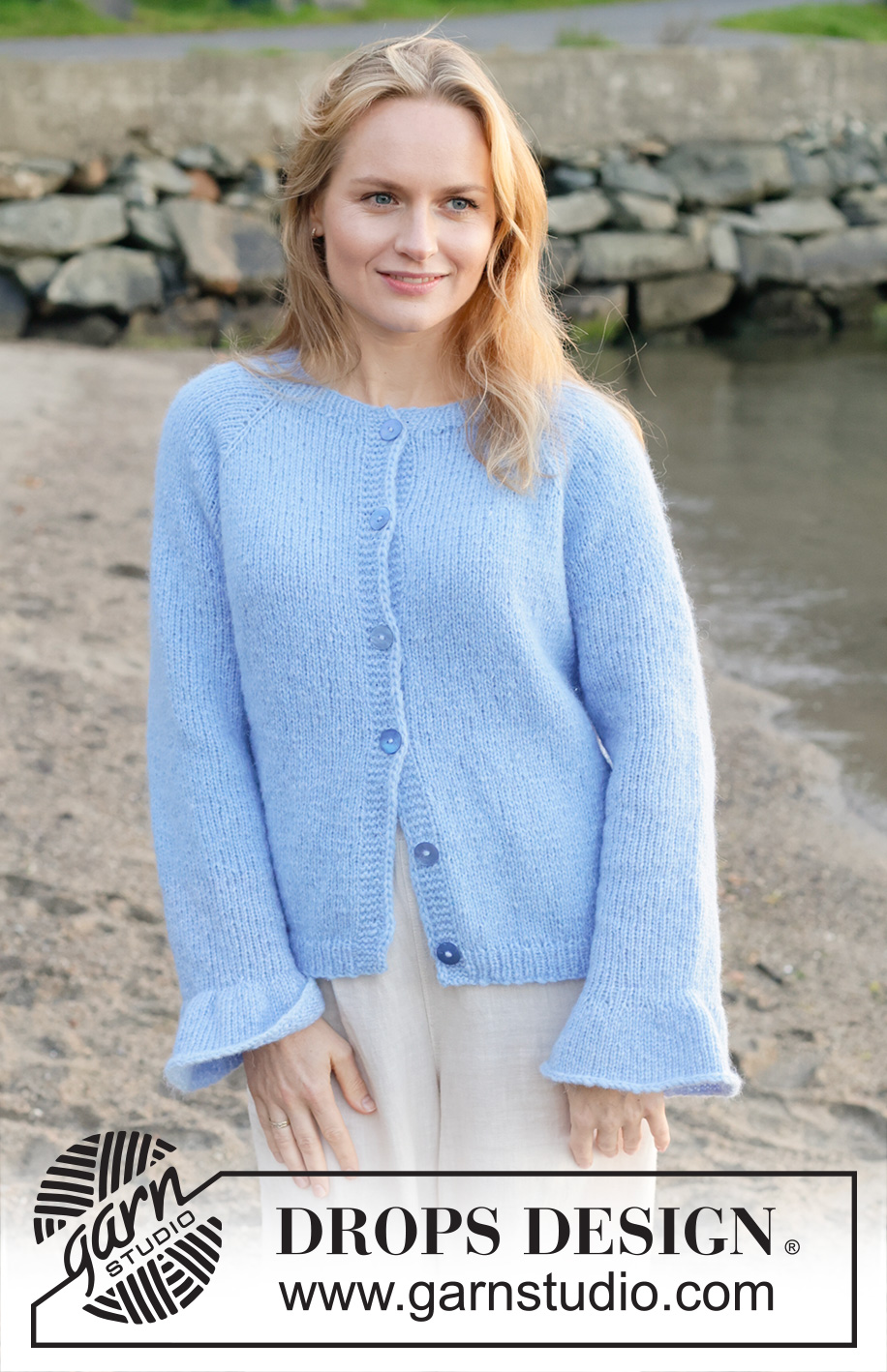 Freshwater Bay Cardigan / DROPS 259-30 - Knitted jacket in DROPS Air. The piece is worked top down with raglan and flounces. Sizes XS - XXL.
