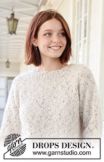 Snowy Sparkles / DROPS 259-31 - Maglione lavorato ai ferri con 1 capo di DROPS Fabel e 1 capo di DROPS Brushed Alpaca Silk. Lavorato dal basso verso l’alto a maglia rasata, e maniche cucite. Taglie: XS - XXL.