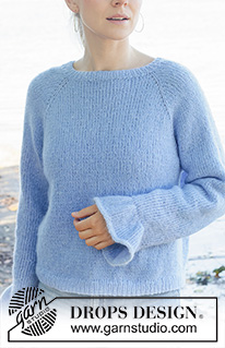 Freshwater Bay / DROPS 259-36 - Knitted jumper in DROPS Air. The piece is worked top down with stocking stitch, raglan and flounces. Sizes S - XXXL.