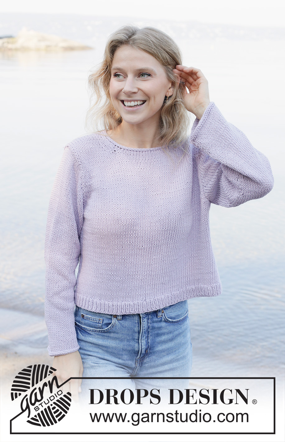 Lilac Bliss / DROPS 259-40 - Knitted jumper in DROPS Paris. The piece is worked bottom up with stocking stitch, I-cord and sewn-in sleeves. Sizes S - XXXL.
