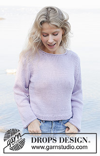 Lilac Bliss / DROPS 259-40 - Knitted jumper in DROPS Paris. The piece is worked bottom up with stocking stitch, I-cord and sewn-in sleeves. Sizes S - XXXL.