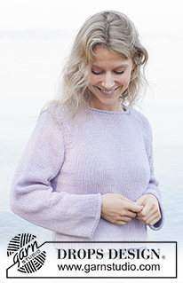 Lilac Bliss / DROPS 259-40 - Knitted jumper in DROPS Paris. The piece is worked bottom up with stocking stitch, I-cord and sewn-in sleeves. Sizes S - XXXL.